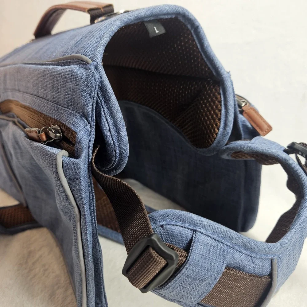 Large Dog Harness Backpack with Storage Pockets | Adjustable | Blue & Brown NEW